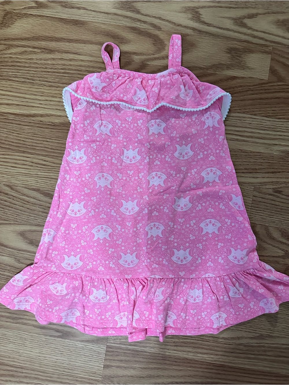 Girls Pink Kitty-Print Casual Summer Dress